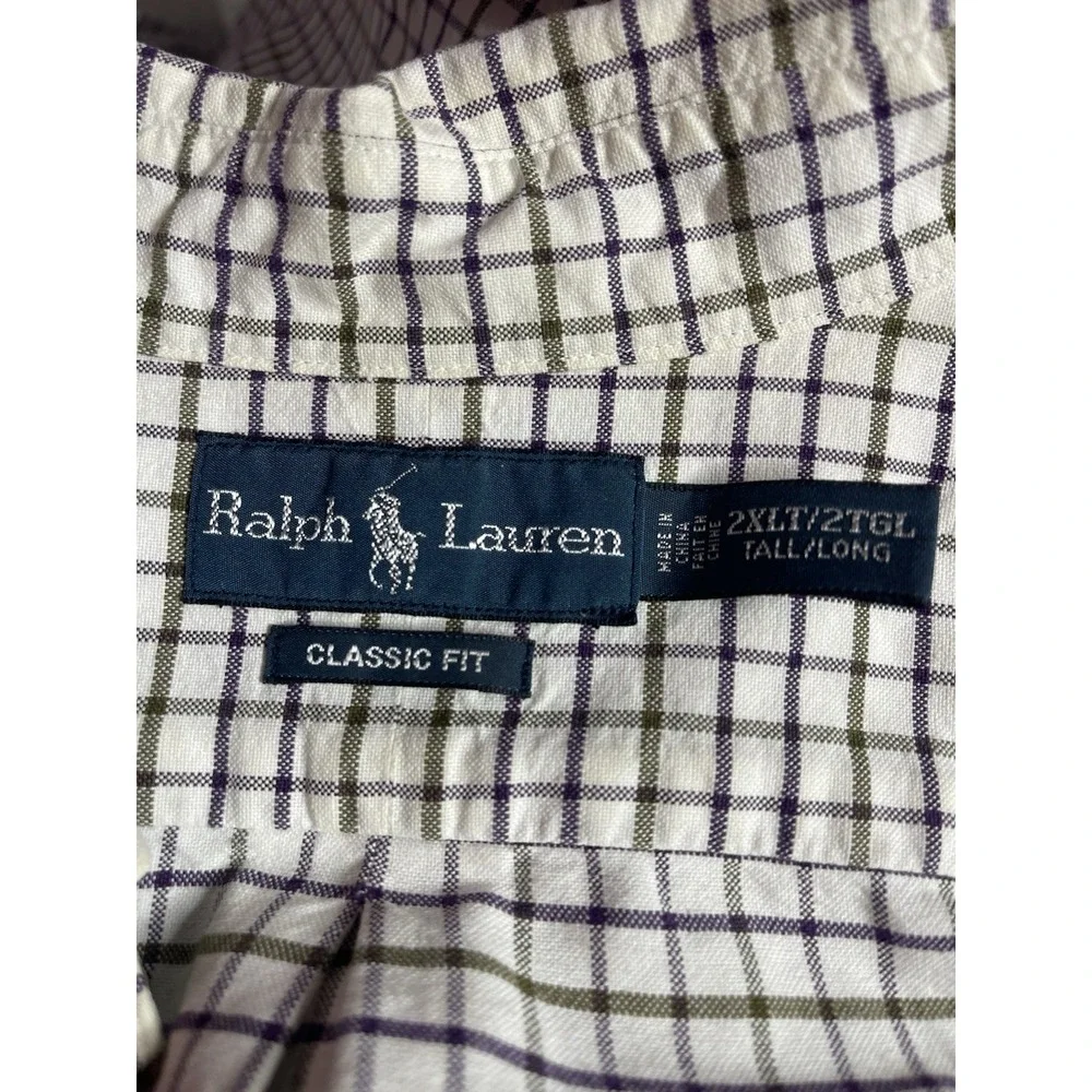 Ralph Lauren Polo Men's Classic Fit Blue Plaid Long Sleeve Button Down‎ 2XL Bag6
